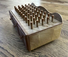 Vintage Sewing Thread Bobbin Box with Drawer Brown Plastic Craft Storage