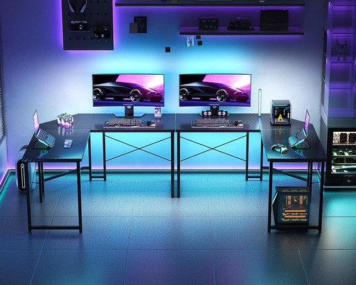 L Shaped Gaming Desk Corner Desk Gaming Table for Home Office - Picture 2 of 8