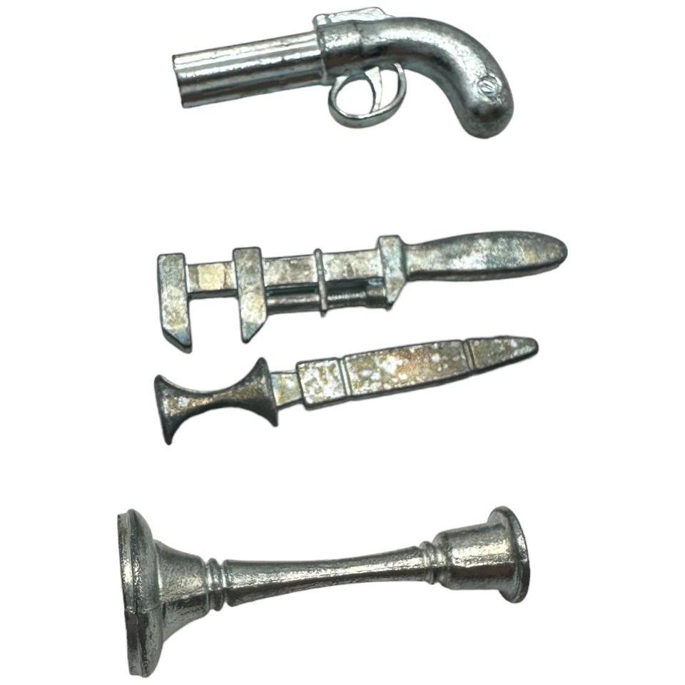 Clue Board Game Pieces Vintage 1986 Metal Weapons Cards Only By Parker Brothers - Image 2 of 4