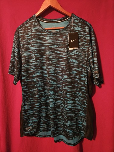 Nike Herren Running Dri-Fit Mesh Shirt Blau & Schwarz Stay Cool Größe XL Neu mit Etikett - Bild 1 von 7