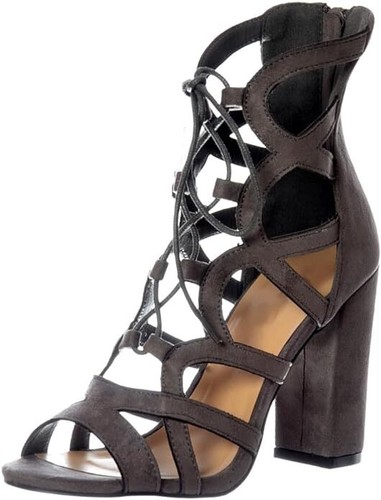 WOMENS NEW LACE UP BLOCK HIGH HEELS SANDALS PARTY SHOES ANKLE HIGH SHOES SIZE - Picture 2 of 6