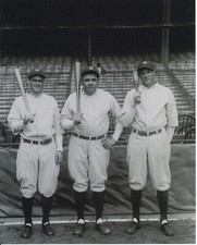 babe ruth earle combs,bob meusel 8x10 photo new york yankees