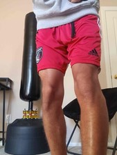 Adidas Vintage Rare Silky Soccer Shorts Sports Red White Medium