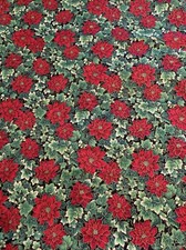 Cranston Print Works VIP Cotton Poinsettia Ivy Christmas Fabric 2 Yards