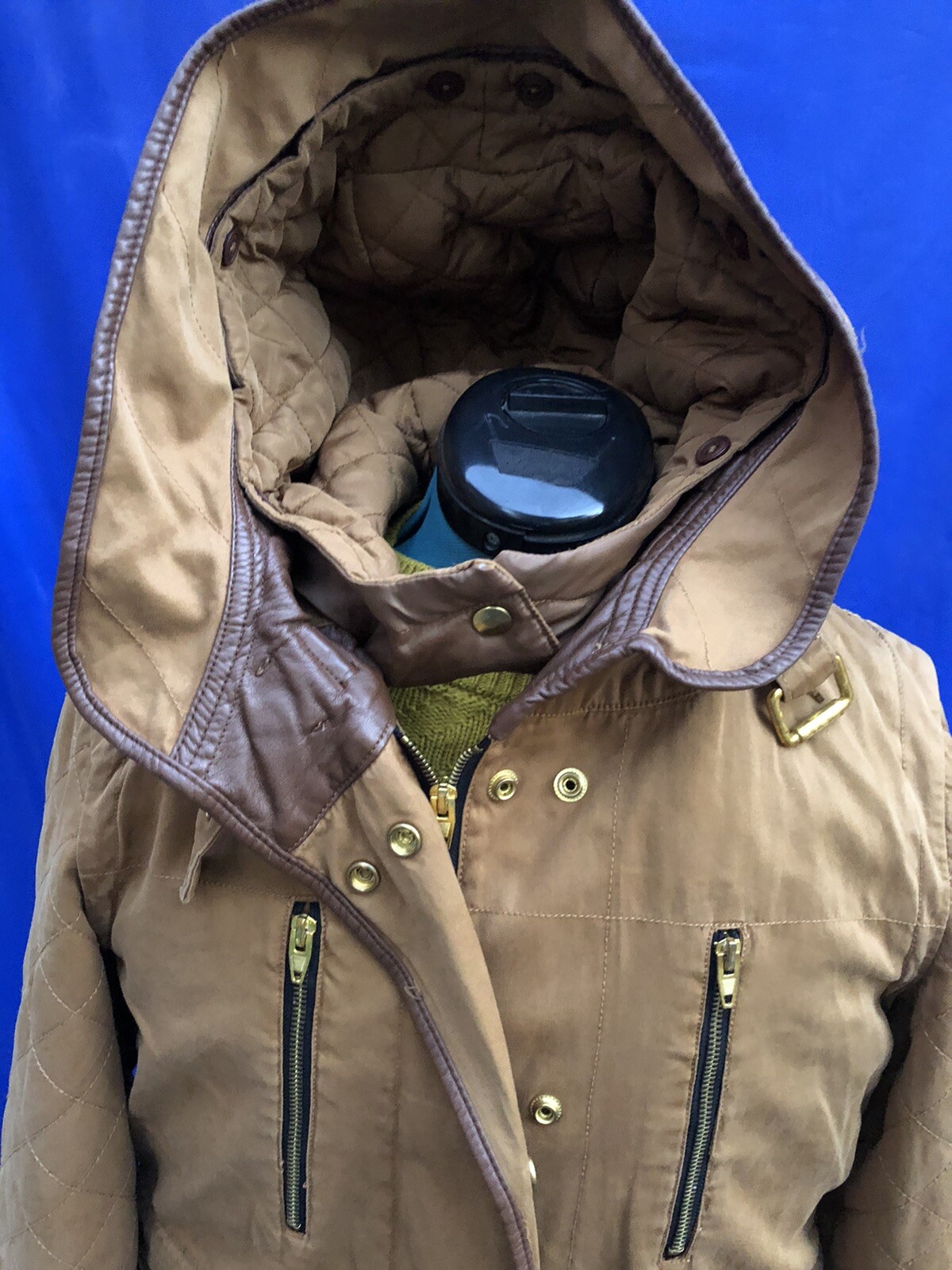 ZARA Brown Hooded Jacket Parka Women’s Size M Gem