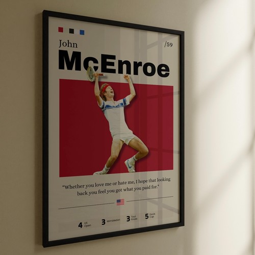 John McEnroe poster, Tennis legend wall art, McEnroe print fan gift, Home Decor - Picture 3 of 10