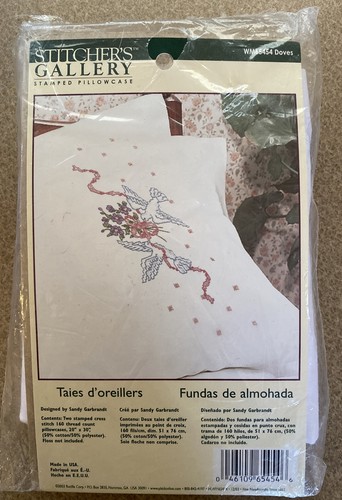 Stitchers Gallery Stamped Cross Stitch 2 Pillowcase Kit WM65454 Doves NEW SEALED