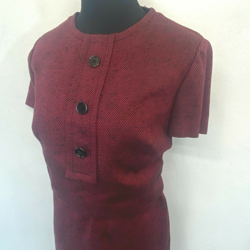 60er Jahre Kleid Vintage Gr. 10 mit Etikett Blouson schwarz Lack Gürtel feine Streifen DS3 - Bild 3 von 9