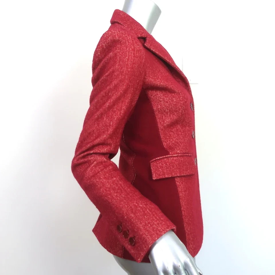 Sonia Rykiel Blazer 红色棉羊毛 34 码三扣夹克 — 第 4/4 张图片