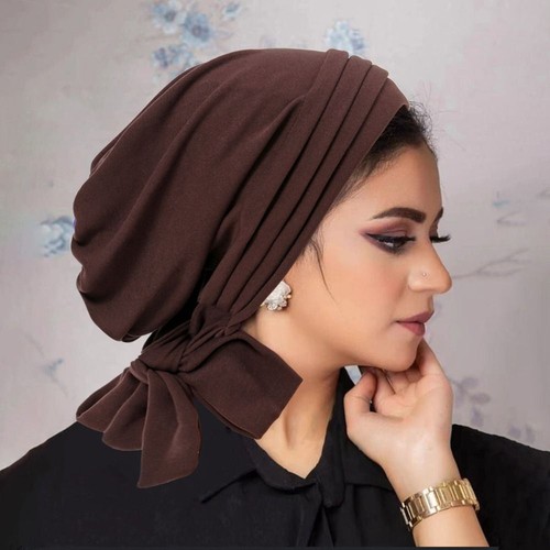 Gorra de quimioterapia turbante de color liso preatada islámica cáncer gorra - Imagen 6 de 20