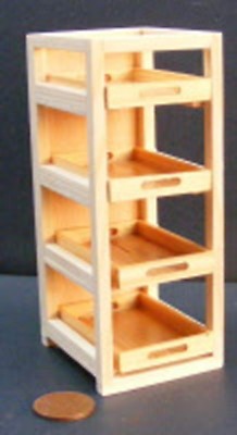 Puppenhaus natürliche Oberfläche Holzbäcker Gestell mit 4 BK2 Schalen Tumdee 1:12 Maßstab