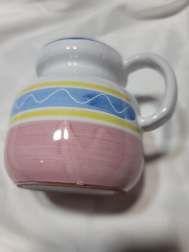 VTG Italian Pottery 5" Cottagecore Pitcher Pastel Colors Hand Painted Signed - Picture 2 of 7