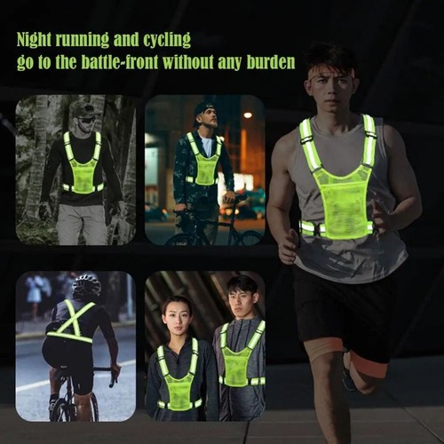 Safety Reflective Running Vest Motorcycle Riding Waistcoat Running Gear - Picture 4 of 16