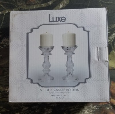 Luxe Echo Collection Candle Holders, Set of 2 Lead Free Crystal CB