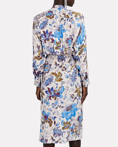 Isabel Marant Etoile Femmes Okleya Floral Manches Longues Imprimé Midi Robe S 34 - Photo 6 sur 21
