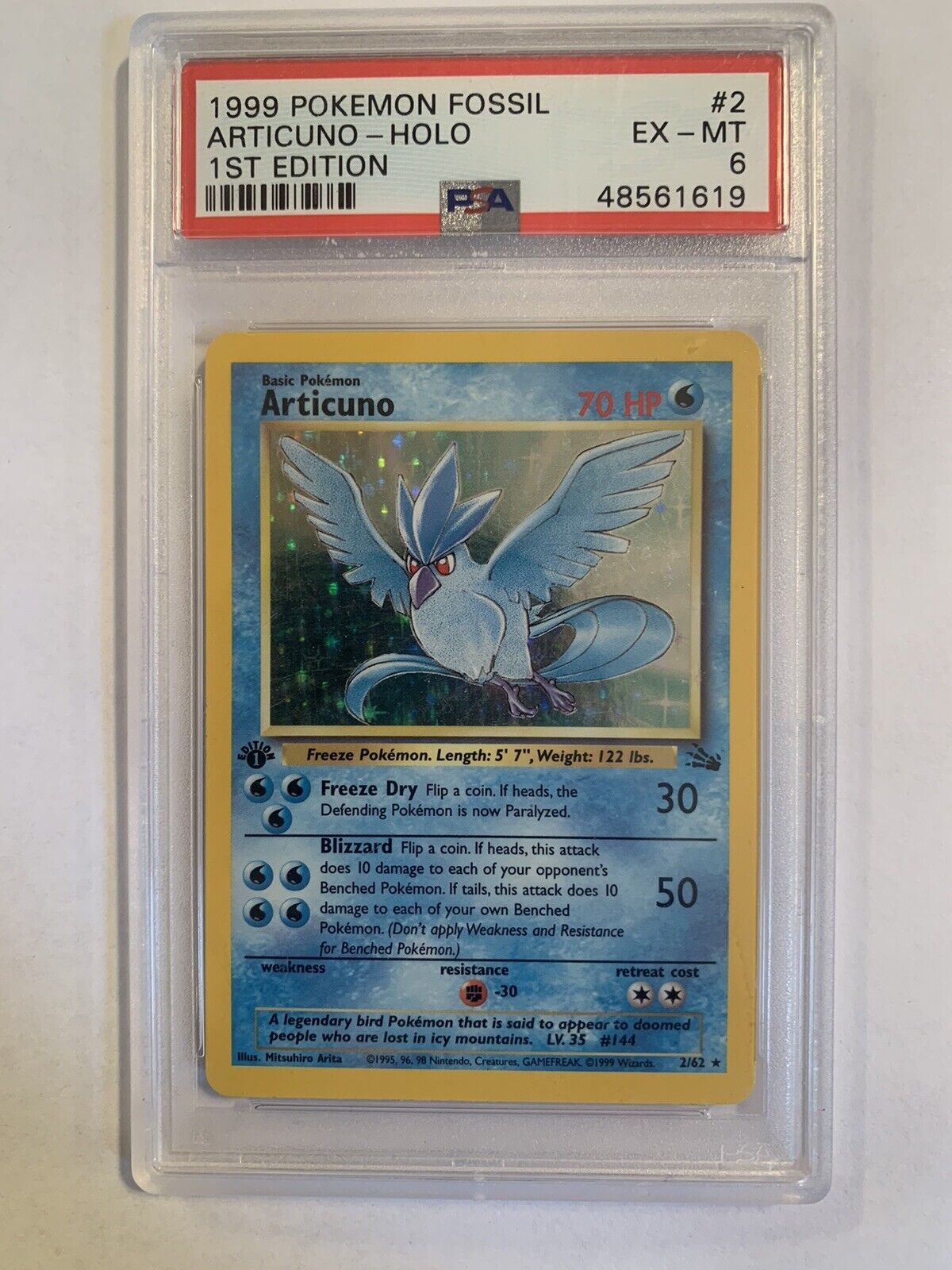 1999 Pokemon Fossil Articuno - 1st Edition