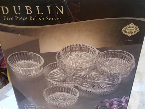Dublín Shannon Irlanda Cristal Hecho a Mano China 5 piezas Juego de Delicias Godinger Nuevo en Caja - Imagen 12 de 12