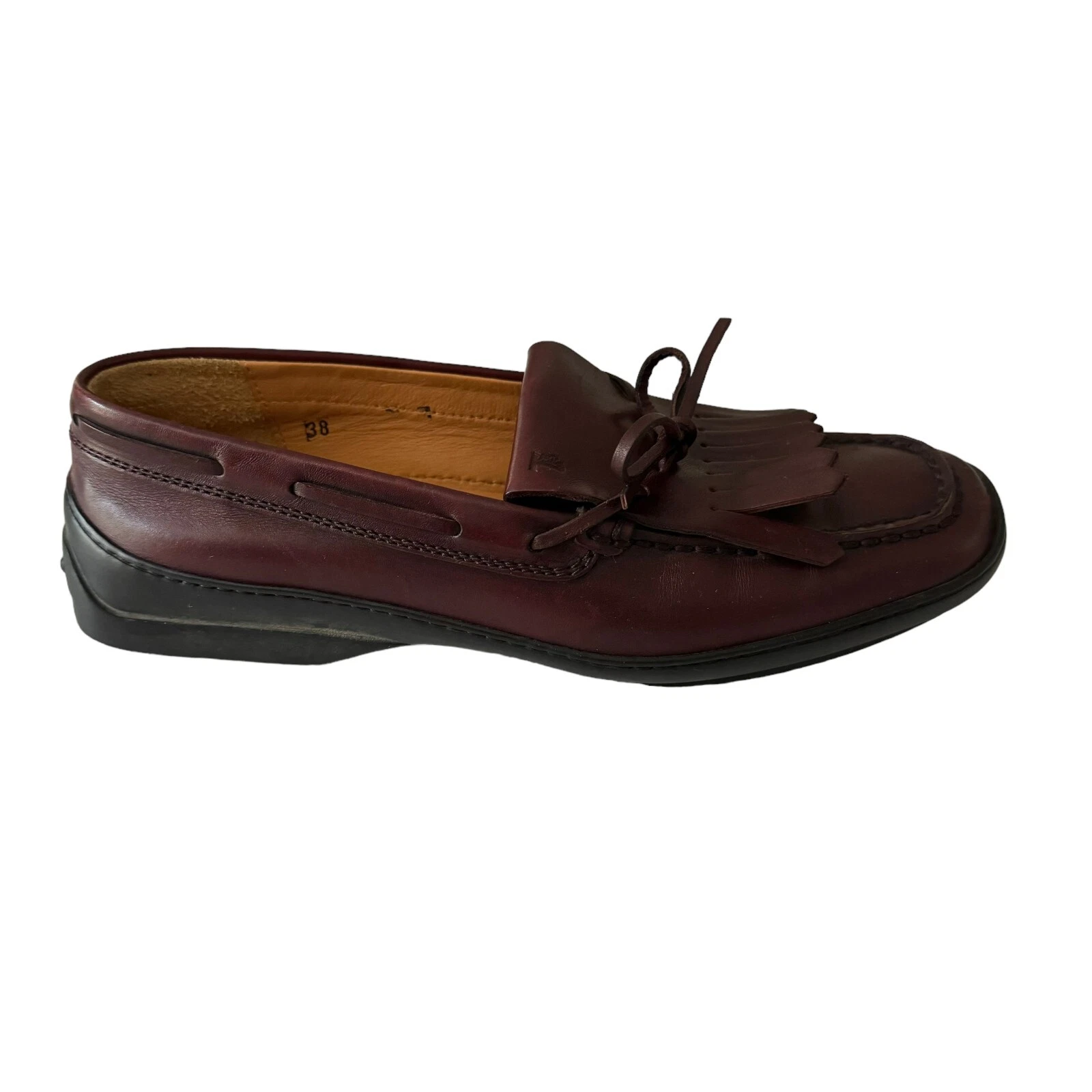 TOD’S Mocassini Tod's taglia 38 in pelle con frange designer silenziosi lusso nonna costiera usati in ottime condizioni