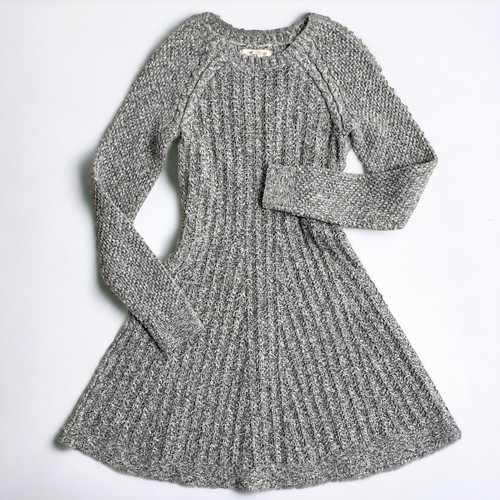 Hollister Y2K Babydoll Knit Dress Gray Sweater Bella Stretch Flare 2000s Vtg XS