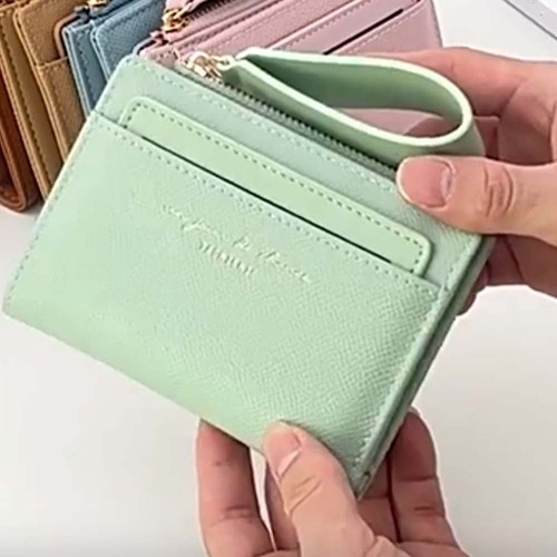 PVC Solid Color Card Bag Multiple Card Lady Short PU Purse Shopping