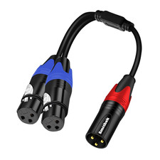 1 Male to 2 Female XLR Y Splitter Micrphone Cable, 3 Pin XLR 2 Female to 1 Male,