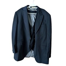 Sergio Valentino Black Blazer Suit Jacket and Vest Diamond Collection Size 48L