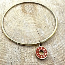 Bimba y Lola Bangle Bracelet Charm Gold Tone Red Enamel Small