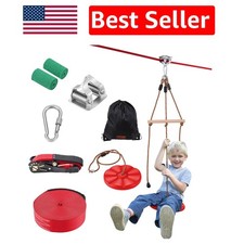 Safe 65 ft Zipline for All Ages - Quick Setup, Includes Swing Seat  Accessories