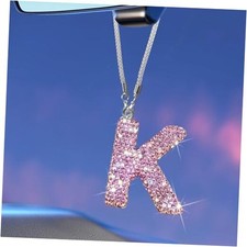 Bling Pink Car Accessories for Women Letter Charm, Rainbow Color Rear Pink K