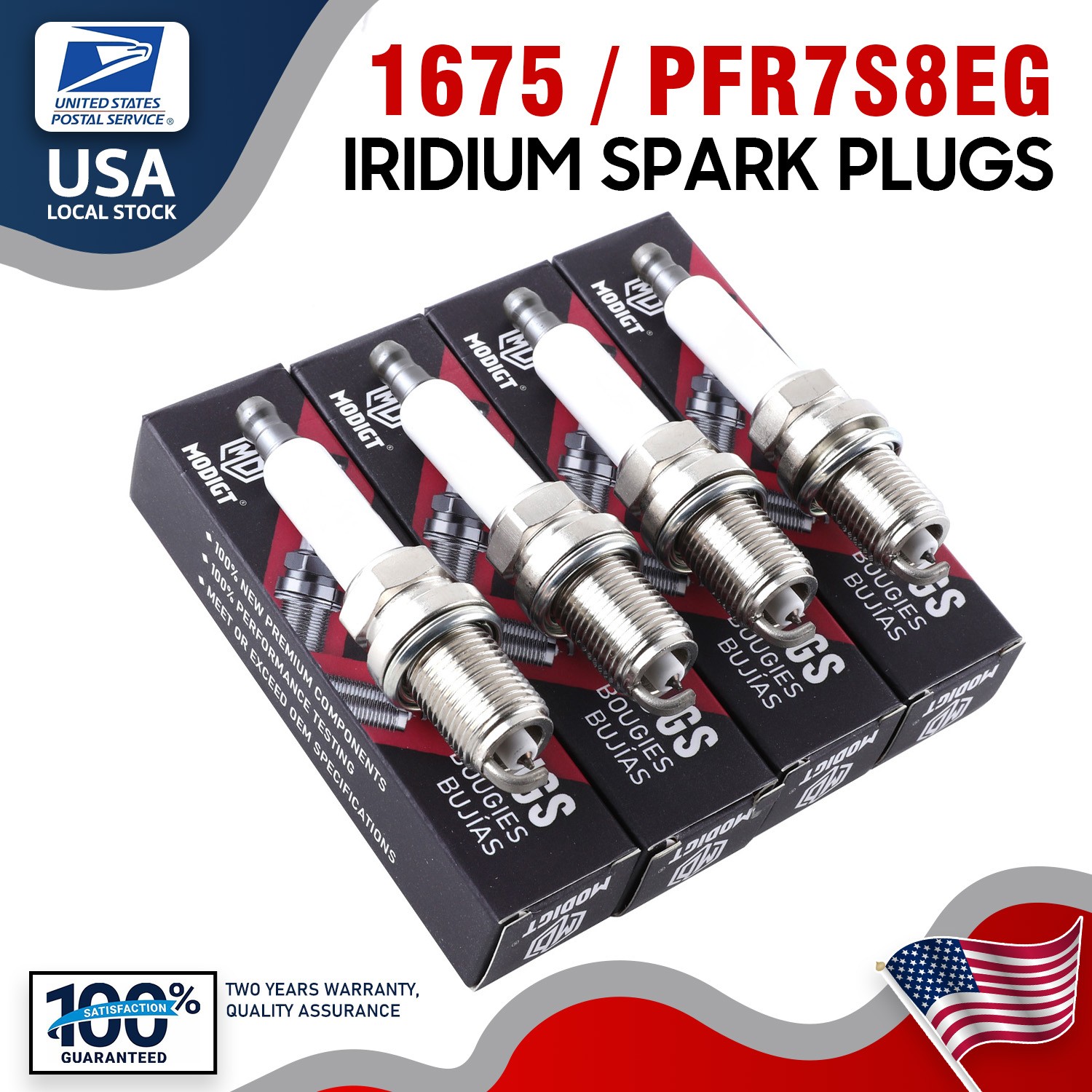 For For VW Audi Set of 4PCS Double Platinum Spark Plugs PFR7S8EG/1675 06H905601A
