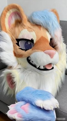 Fursuit Long haired Dog Fox Mascot Party Halloween Fur Cosplay(head+claws)