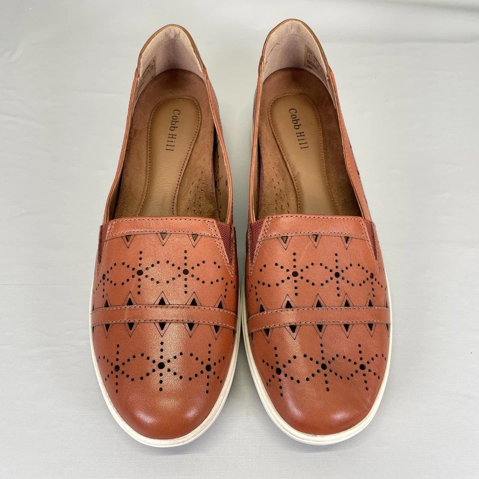 Zapatos planos Cobb Hill Bailee para mujer talla 7,5 marrón tostado cuero perfectos cómodos Foto 4 de 4