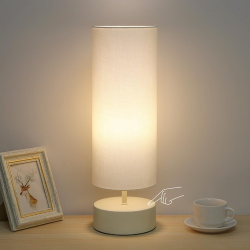 Touch Control Table Lamp, 3 Way Dimmable Bedside Table Lamp with Cream Base, ...