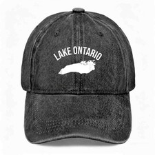 Lake Ontario Scenic Dad Hat Lake Map Graphic Unisex Vintage Washed Baseball Cap