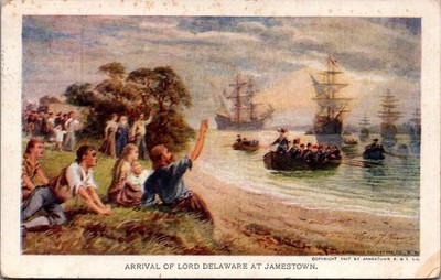 1907 Jamestown Exposition Postcard Arrival Lord Delaware F.D. Briscoe Art