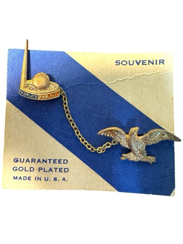 1939 New York World's Fair NYWF Small Gold Plated Eagle Pin USA Made - Neu