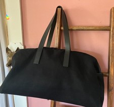 Everlane Black Canvas Tote Duffle Twill Weekender Zip Bag Leather Handles