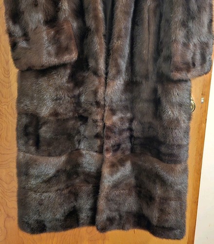 Womens Vintage Mink Long Coat Flawless Dark Brown 1980s 47L 20W Shawl Collar - Picture 4 of 15