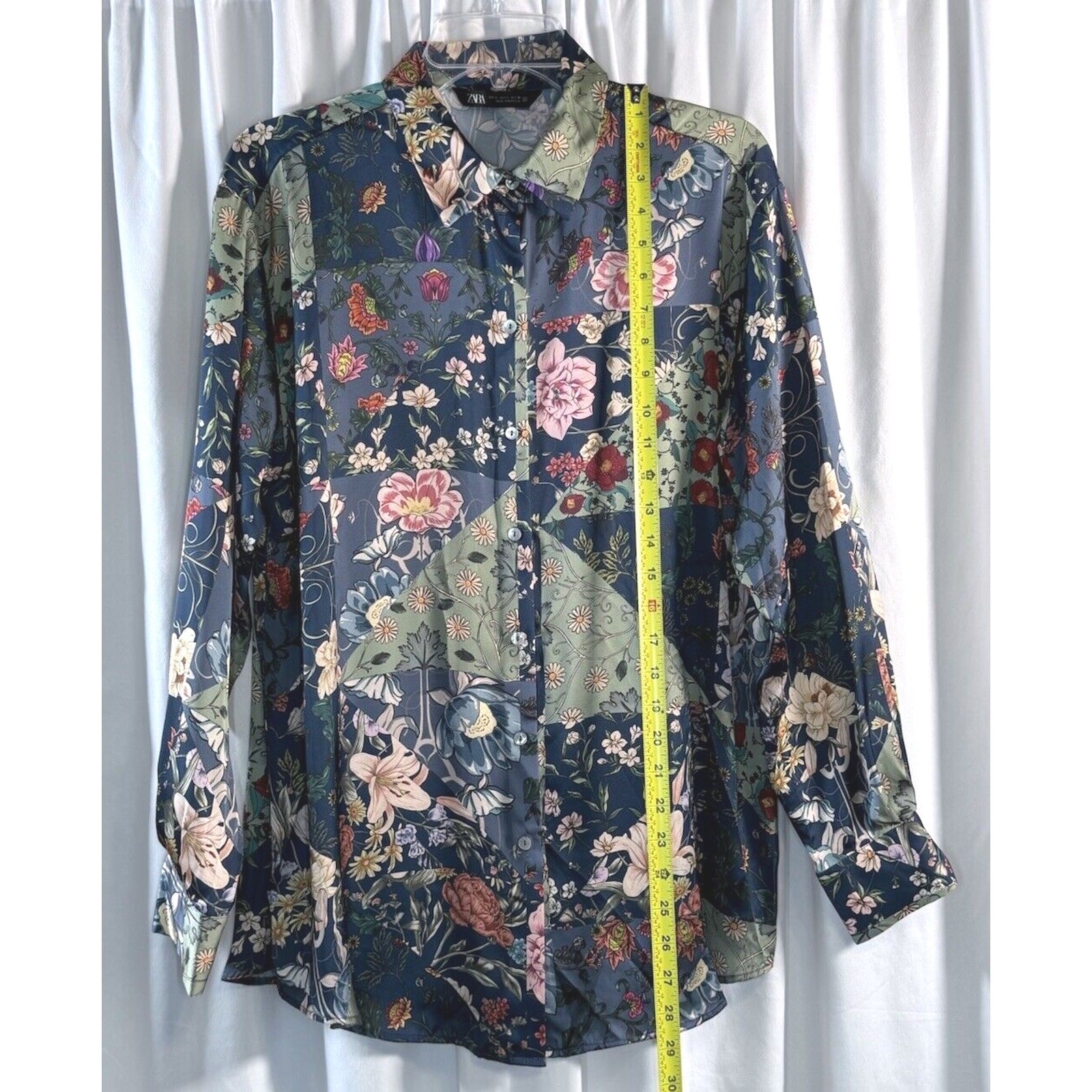 Zara Floral Patchwork Print Button Down Long Slee… - image 5