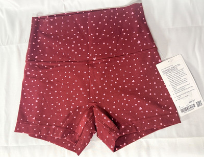 Lululemon Align No Line HR Shorts 4'' Sz 6 Red Heart Scatter Dot Valentines 2026