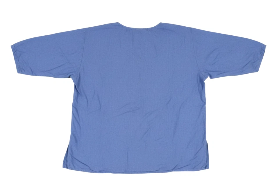 BLUSA/TOP ALGODÓN Peso Medio MEZCLA DE LINO Azul BOTÓN-UP Lagenlook Talla 1X Foto 4 de 4