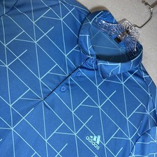 Men's Adidas Golf Blue Geo Print Performance Golf Polo Shirt Size 2XL