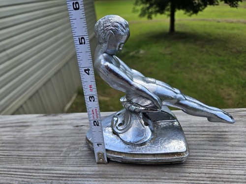 1930 Original Packard Adonis Sliding Boy Hood Ornament And Radiator Cap Vintage - Picture 9 of 10