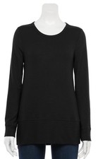 NWT Women's Sonoma Black Supersoft Long Sleeve Crewneck Top Sz XL Extra Large