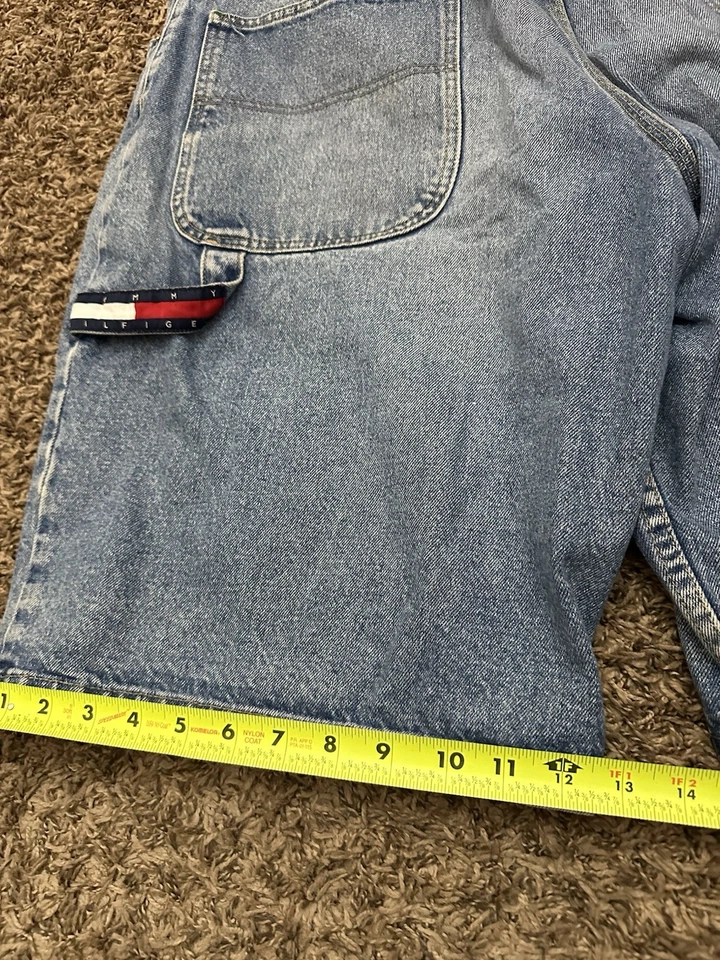 Pantalones Cortos Vaqueros Vintage Y2K Tommy Hilfiger Carpintero Sueltos Para Hombre 36x12 Foto 2 de 4