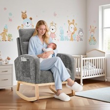 Nursery Rocking Chair Glider Baby Nursing Chair w Footrest High Back Living Room