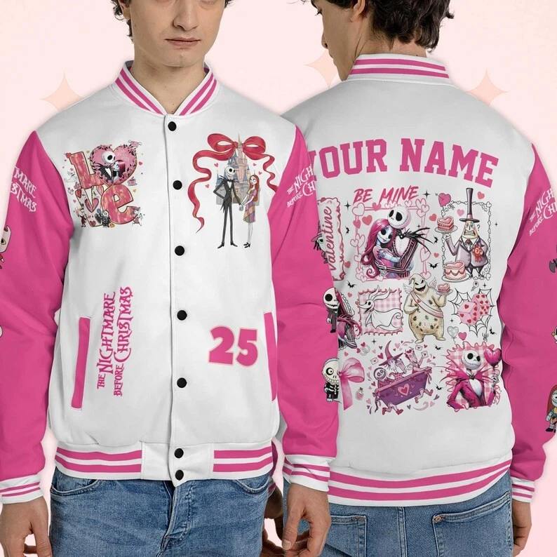 Custom The Nightmare Before Xmas Jack & Sally Valentine Gift Baseball Jacket