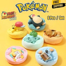 6 Pcs/Set Pokemon Pikachu Bulbasaur Anime Figures toys Sleep Starry Dream Series