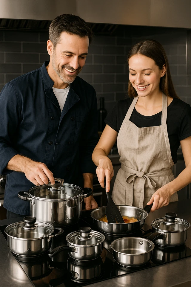 Set di Pentole 12 Pezzi in Acciaio Inox – Compatibili con Induzione - Immagine 4 di 4