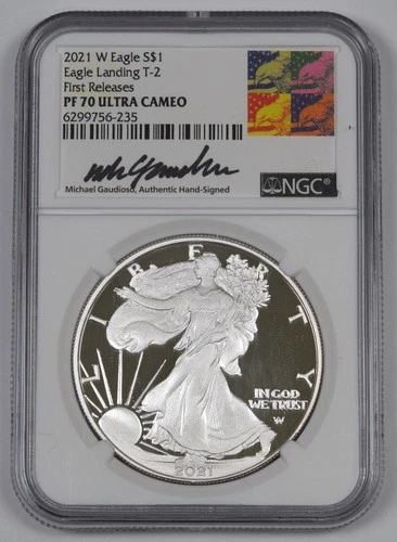 2021-W American Proof Silver Eagle NGC PF70 UC Type 2 FDOI Mercanti Signature